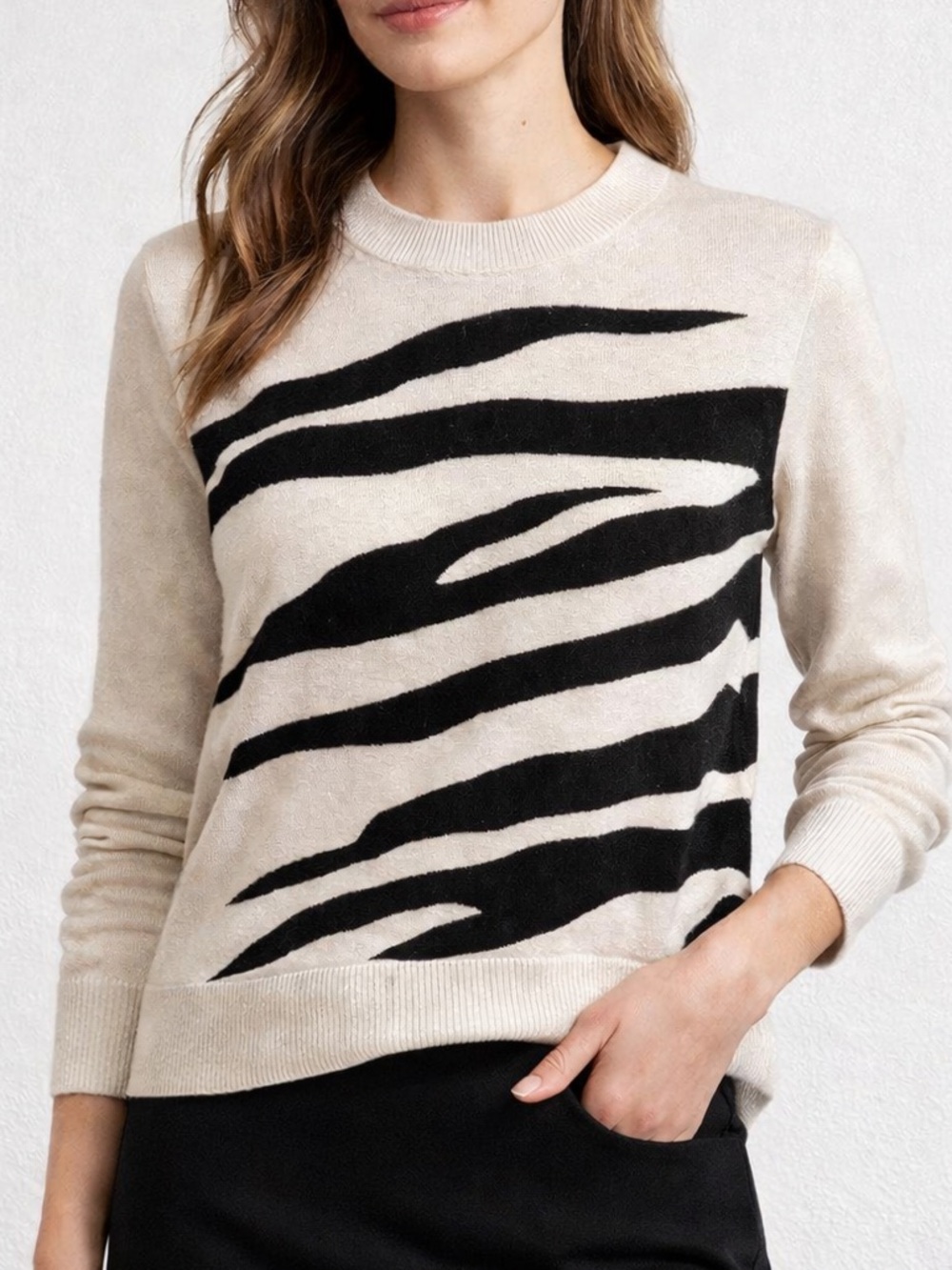 Banana Republic Zebra Silk Cashmere Sweater size M Quiet Luxury